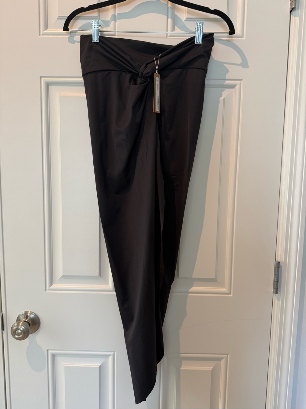 SKIMS Black Twist Front Swim Skirt Sarong